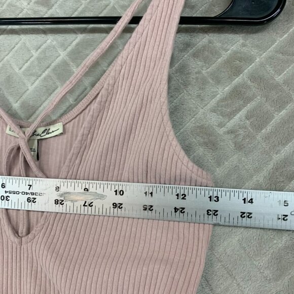 Express One Eleven Womens XS Bodysuit One Piece Pink Ribbed V Neck Sleeveless - Picture 7 of 13